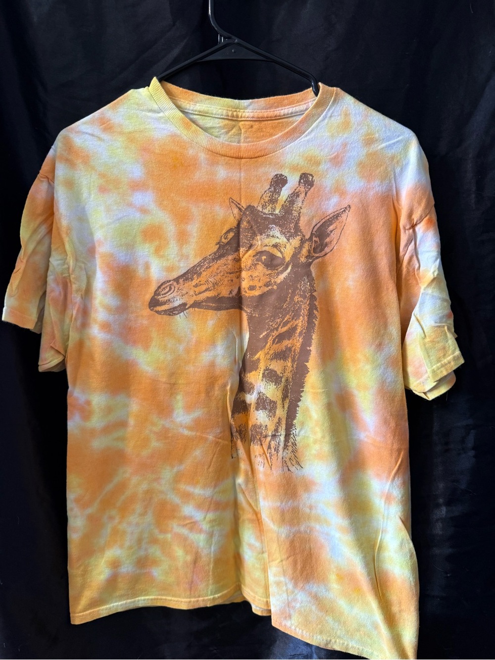 Womens Tie-Dye Giraffe Graphic Tee - Orange